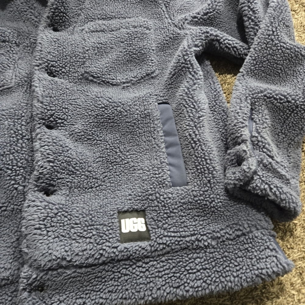 Mens UGG Janson Sherpa Trucker Jacket Size Medium blueish grey Great Condition - Picture 7 of 9